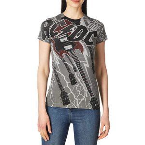 AC/DC High Voltage Liquid Blue metal rock Official Allover T-Shirt S NWT